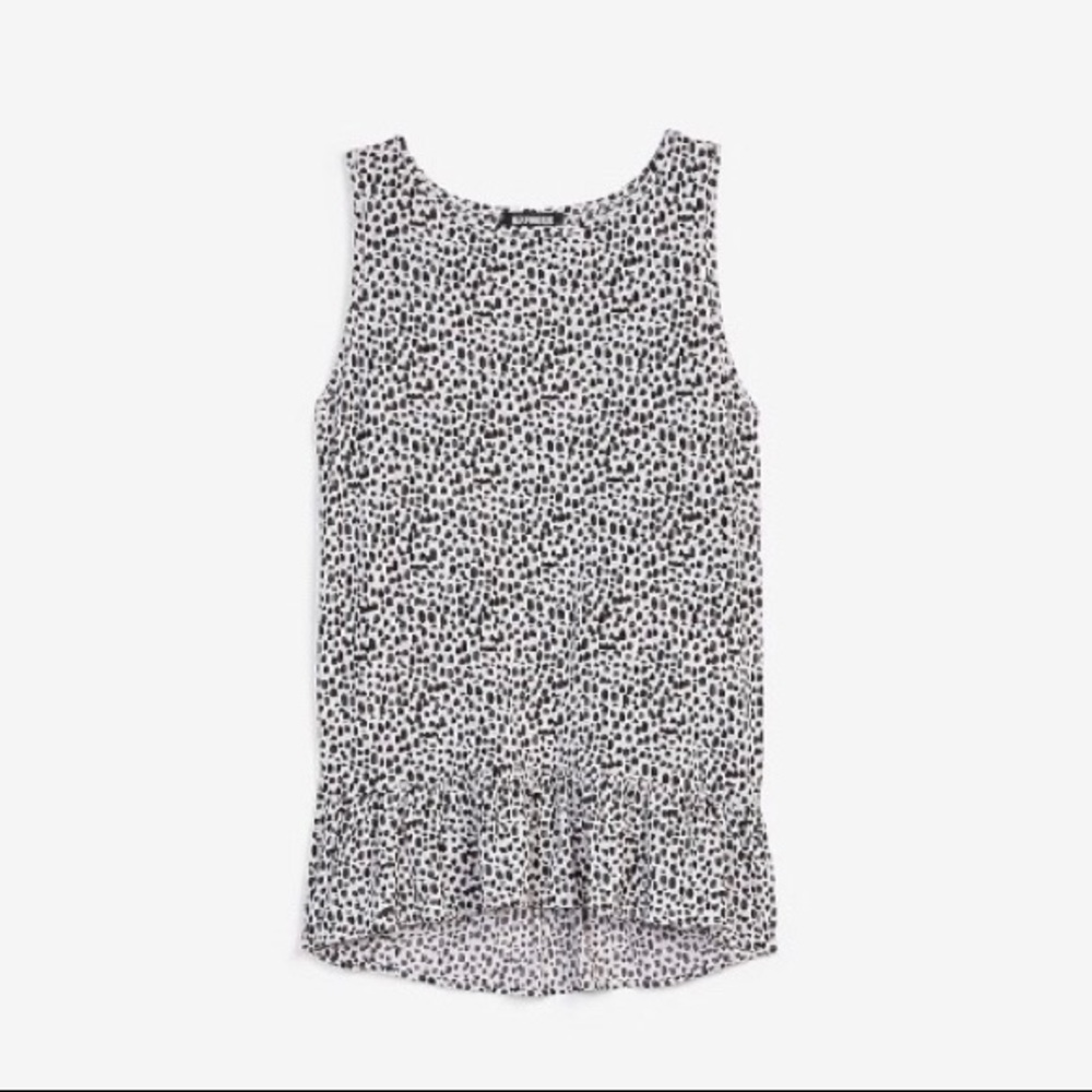 Express Ribbed Dot Print Fabric, Peplum Relax Top